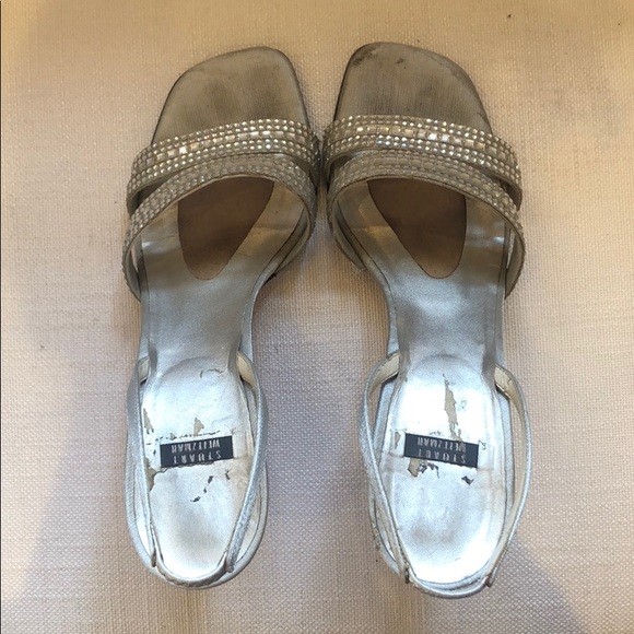 Silver sparkly open toed Stuart weitzman heels! - Picture 3 of 5